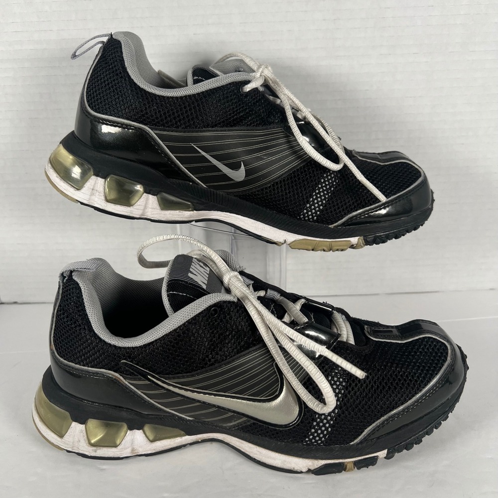 Nike Air Max Trainer 1 Womens 8 Black Metallic Silver Running Shoes 388379-001 - Picture 2 of 6